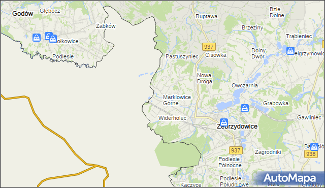 mapa Marklowice Górne, Marklowice Górne na mapie Targeo