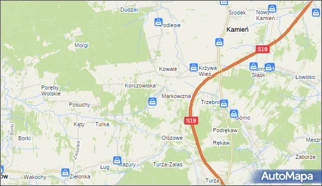 mapa Markowizna gmina Sokołów Małopolski, Markowizna gmina Sokołów Małopolski na mapie Targeo