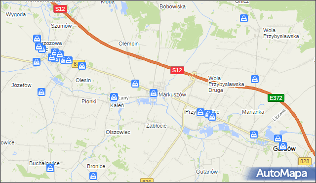 mapa Markuszów, Markuszów na mapie Targeo