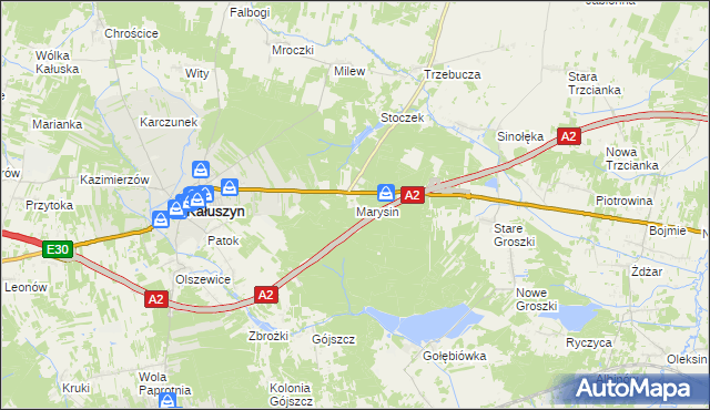 mapa Marysin gmina Kałuszyn, Marysin gmina Kałuszyn na mapie Targeo