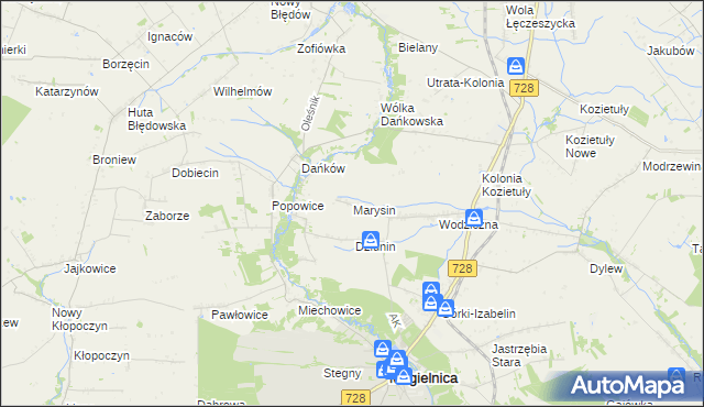 mapa Marysin gmina Mogielnica, Marysin gmina Mogielnica na mapie Targeo