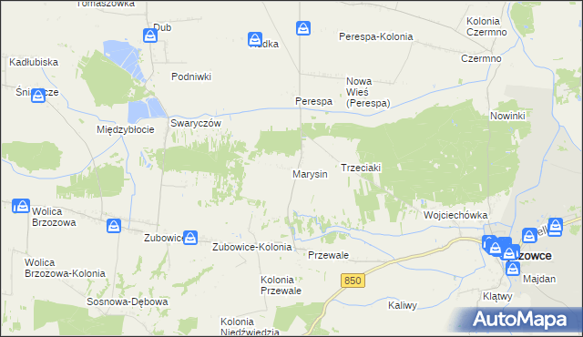 mapa Marysin gmina Tyszowce, Marysin gmina Tyszowce na mapie Targeo