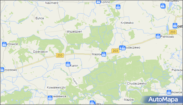 mapa Masłowice gmina Postomino, Masłowice gmina Postomino na mapie Targeo