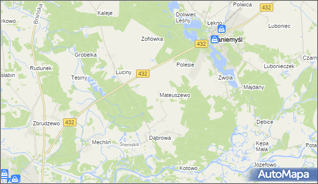 mapa Mateuszewo, Mateuszewo na mapie Targeo