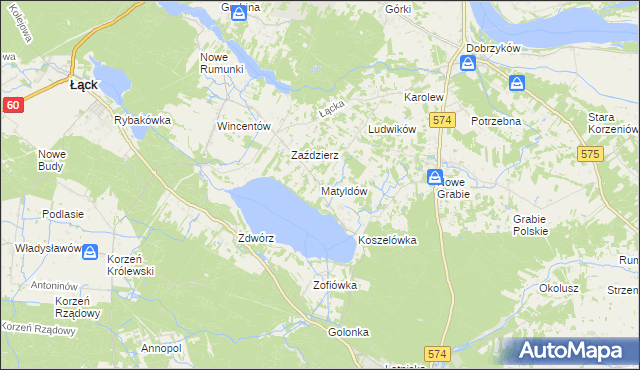 mapa Matyldów gmina Łąck, Matyldów gmina Łąck na mapie Targeo