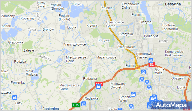 mapa Mazańcowice, Mazańcowice na mapie Targeo