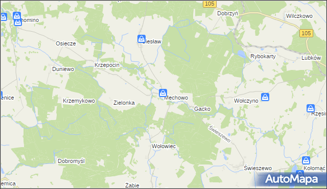 mapa Mechowo gmina Golczewo, Mechowo gmina Golczewo na mapie Targeo