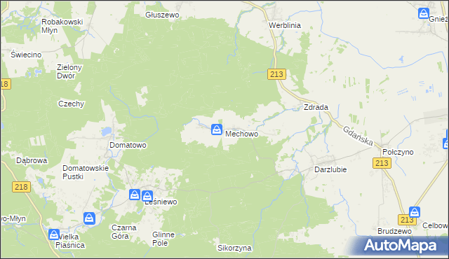 mapa Mechowo gmina Puck, Mechowo gmina Puck na mapie Targeo