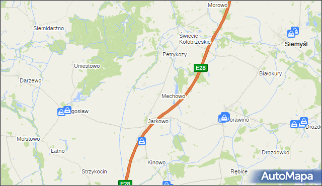 mapa Mechowo gmina Rymań, Mechowo gmina Rymań na mapie Targeo