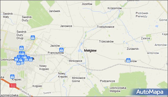 mapa Mełgiew, Mełgiew na mapie Targeo