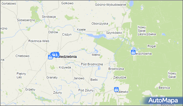 mapa Mełno gmina Świedziebnia, Mełno gmina Świedziebnia na mapie Targeo