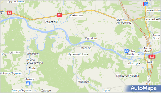 mapa Mężenin gmina Platerów, Mężenin gmina Platerów na mapie Targeo