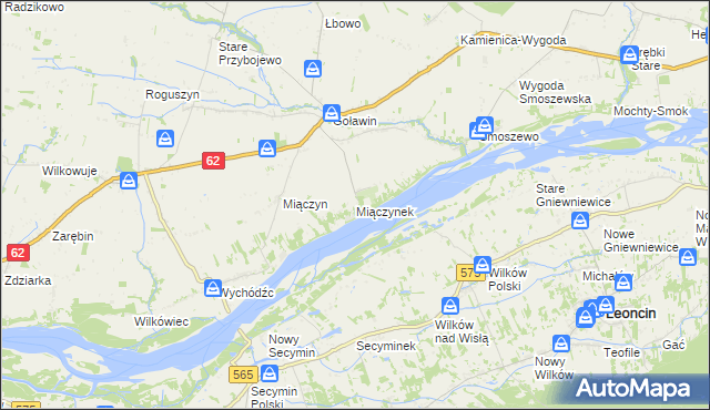 mapa Miączynek, Miączynek na mapie Targeo