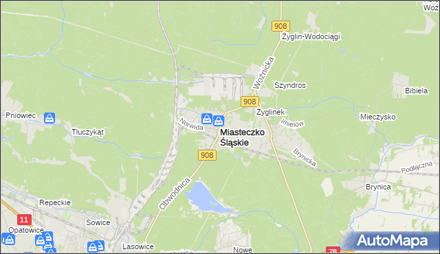 mapa Miasteczko Śląskie, Miasteczko Śląskie na mapie Targeo