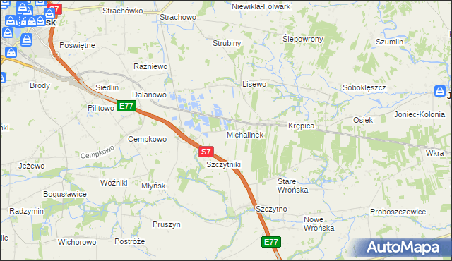 mapa Michalinek gmina Płońsk, Michalinek gmina Płońsk na mapie Targeo