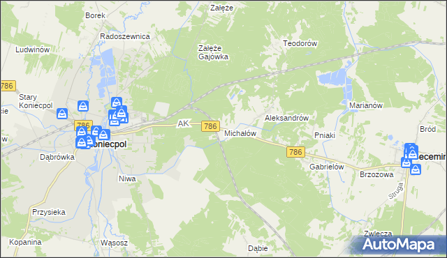 mapa Michałów gmina Koniecpol, Michałów gmina Koniecpol na mapie Targeo