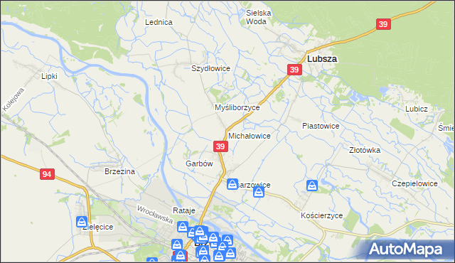 mapa Michałowice gmina Lubsza, Michałowice gmina Lubsza na mapie Targeo