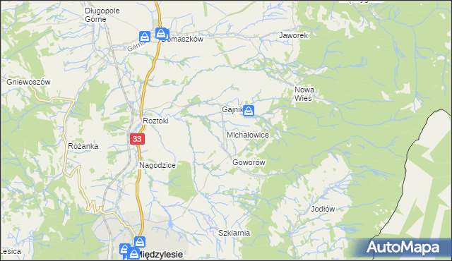 mapa Michałowice gmina Międzylesie, Michałowice gmina Międzylesie na mapie Targeo