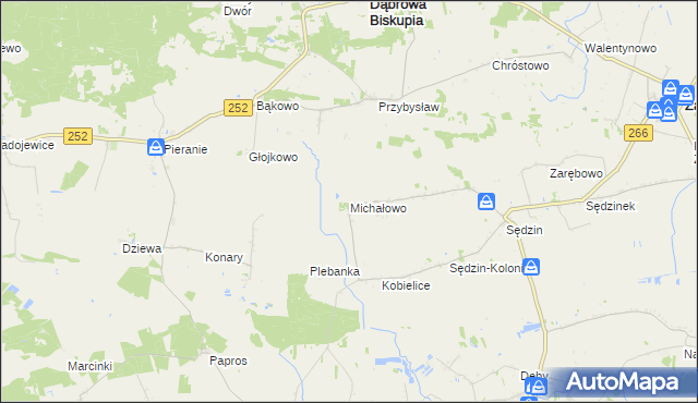 mapa Michałowo gmina Zakrzewo, Michałowo gmina Zakrzewo na mapie Targeo
