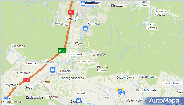 mapa Michniów, Michniów na mapie Targeo