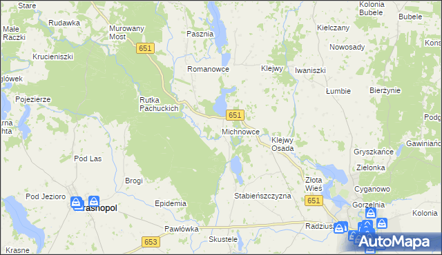 mapa Michnowce, Michnowce na mapie Targeo