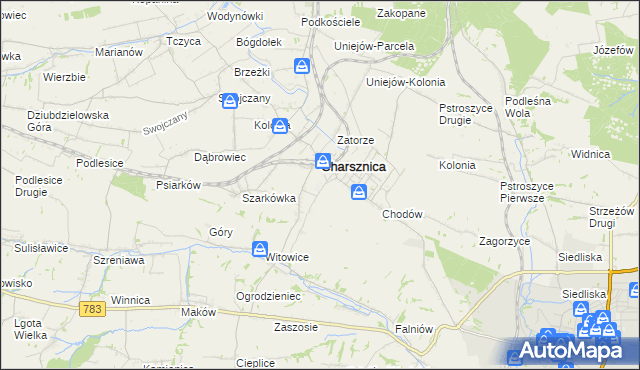 mapa Miechów-Charsznica, Miechów-Charsznica na mapie Targeo