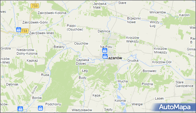 mapa Miechów gmina Kazanów, Miechów gmina Kazanów na mapie Targeo