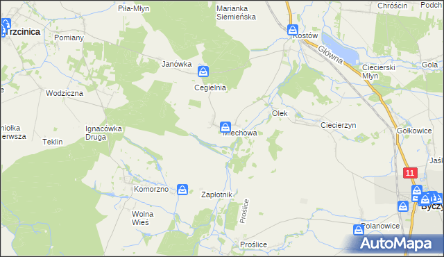 mapa Miechowa, Miechowa na mapie Targeo