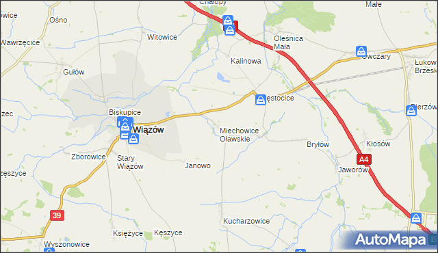 mapa Miechowice Oławskie, Miechowice Oławskie na mapie Targeo