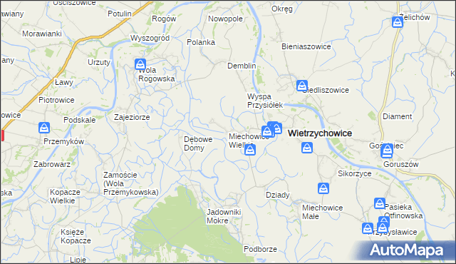 mapa Miechowice Wielkie, Miechowice Wielkie na mapie Targeo