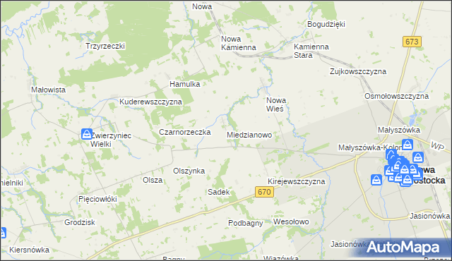 mapa Miedzianowo, Miedzianowo na mapie Targeo