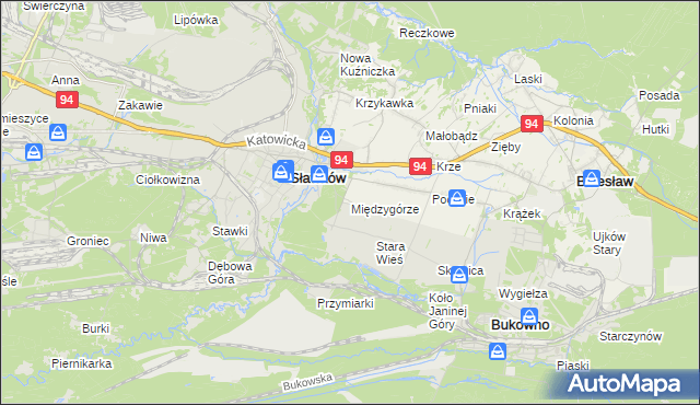 mapa Międzygórze gmina Bolesław, Międzygórze gmina Bolesław na mapie Targeo