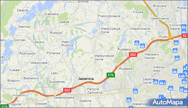 mapa Międzyrzecze Górne, Międzyrzecze Górne na mapie Targeo