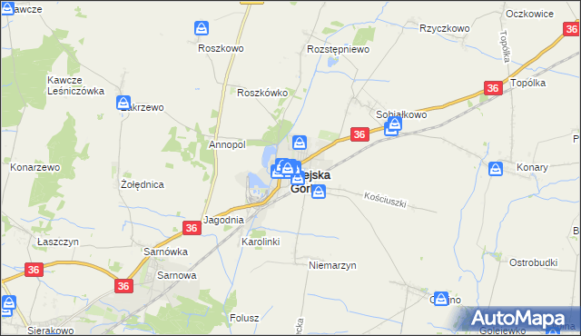 mapa Miejska Górka, Miejska Górka na mapie Targeo