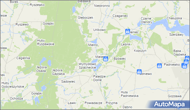 mapa Mielenko gmina Mogilno, Mielenko gmina Mogilno na mapie Targeo