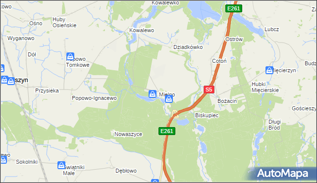 mapa Mielno gmina Mieleszyn, Mielno gmina Mieleszyn na mapie Targeo