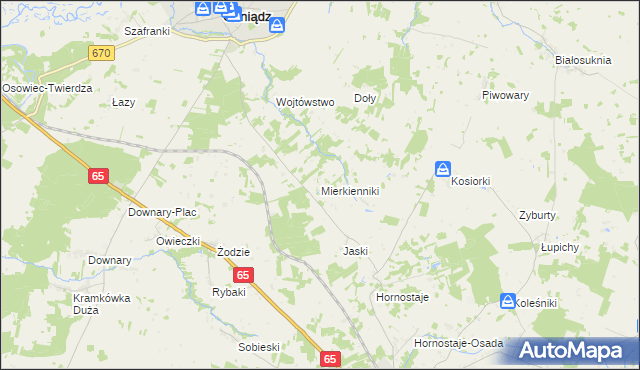 mapa Mierkienniki, Mierkienniki na mapie Targeo