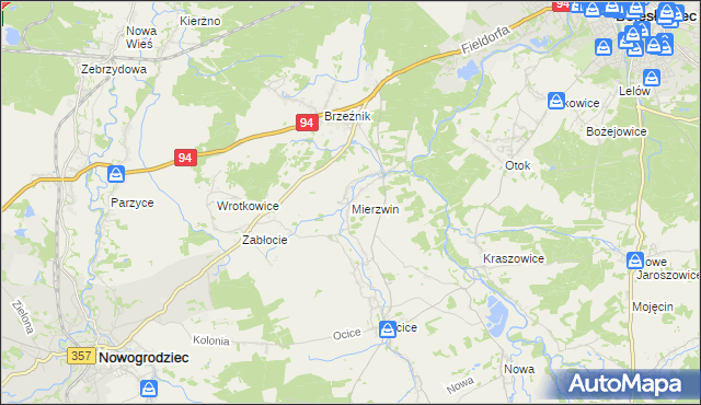 mapa Mierzwin gmina Bolesławiec, Mierzwin gmina Bolesławiec na mapie Targeo