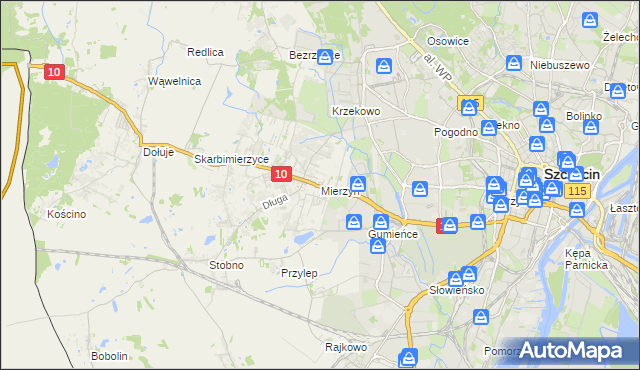 mapa Mierzyn gmina Dobra (Szczecińska), Mierzyn gmina Dobra (Szczecińska) na mapie Targeo
