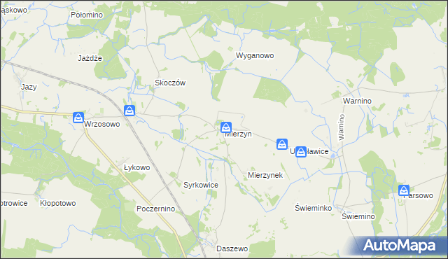 mapa Mierzyn gmina Karlino, Mierzyn gmina Karlino na mapie Targeo