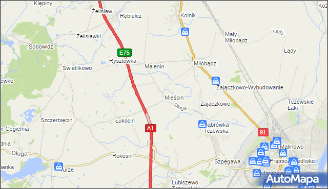 mapa Mieścin, Mieścin na mapie Targeo