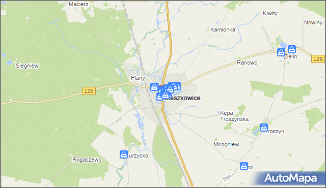 mapa Mieszkowice powiat gryfiński, Mieszkowice powiat gryfiński na mapie Targeo