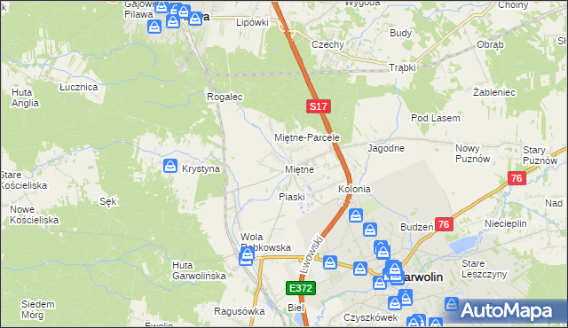 mapa Miętne, Miętne na mapie Targeo