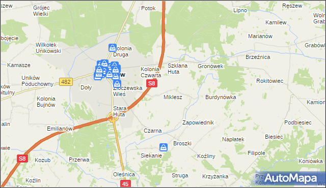 mapa Miklesz, Miklesz na mapie Targeo