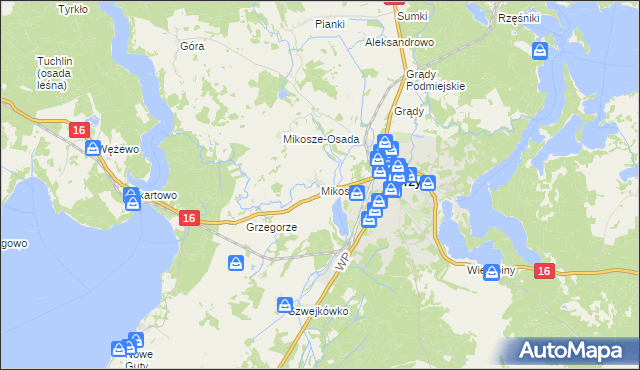 mapa Mikosze, Mikosze na mapie Targeo