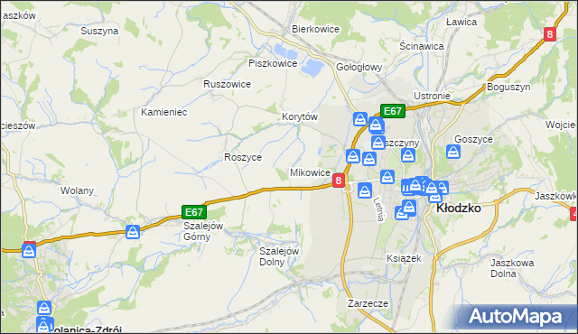 mapa Mikowice gmina Kłodzko, Mikowice gmina Kłodzko na mapie Targeo