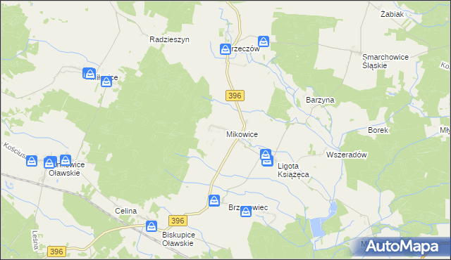 mapa Mikowice gmina Namysłów, Mikowice gmina Namysłów na mapie Targeo