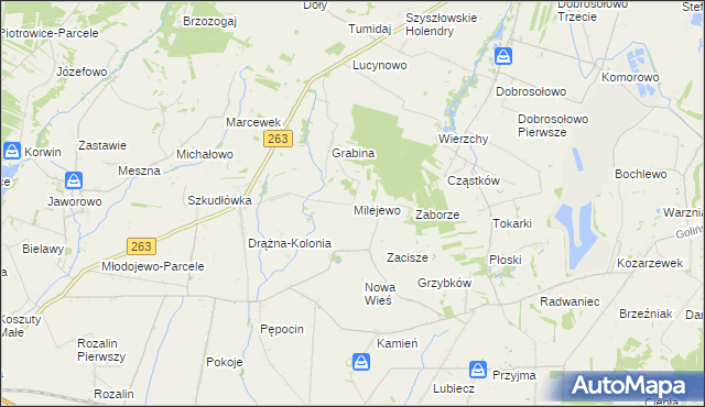 mapa Milejewo gmina Ostrowite, Milejewo gmina Ostrowite na mapie Targeo