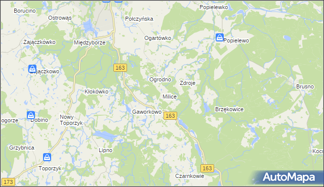 mapa Milice gmina Połczyn-Zdrój, Milice gmina Połczyn-Zdrój na mapie Targeo