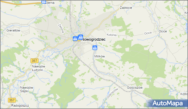 mapa Milików, Milików na mapie Targeo